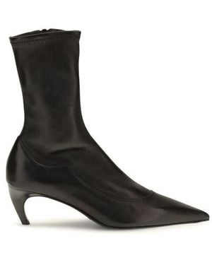 KHAITE Black Calf Leather Bos Taurus Ankle Boots