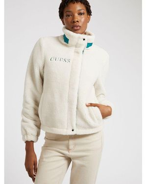 Guess Grey Polyester Coat - White