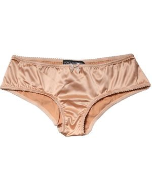 Dolce & Gabbana Beige Silk Stretch Mid Waist Brief Panty Underwear - Pink
