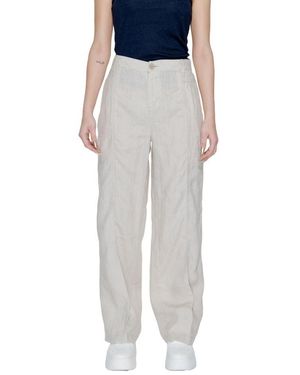 Street One Beige Linen Flared Pants - Multicolor