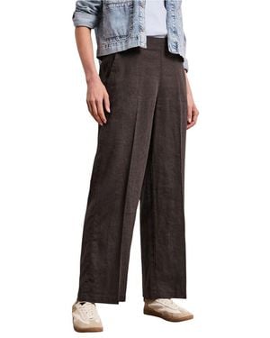 Street One Brown Linen Casual Pants - Black
