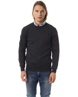 Uominitaliani Emboidered Crew Neck Jumper - Blue