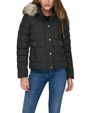 ONLY Grey Marabou Coat - Black