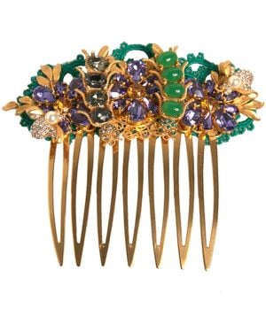 Dolce & Gabbana Brass Crystals Hair Stick Comb - White