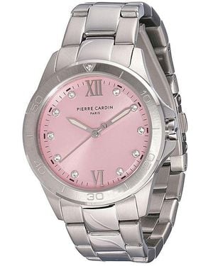 Pierre Cardin Gray Stainless Steel Dress Watch - Pink