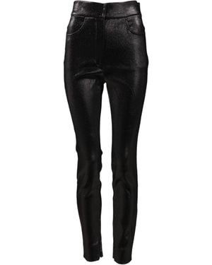 Dolce & Gabbana Black Cotton Stretch Silver Lurex Thread Trousers