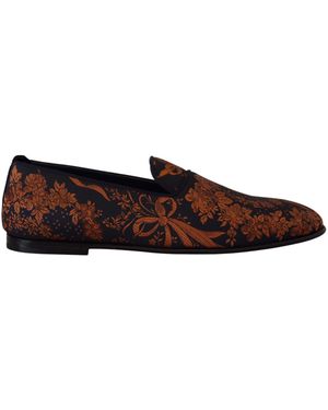 Dolce & Gabbana Elegant Floral Slip-On Loafers - Black