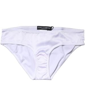 Dolce & Gabbana White Silk Stretch Mid Waist Brief Panty Underwear - Blue