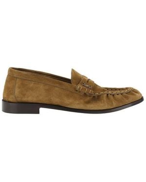 Saint Laurent Brown Calf Leather Bos Taurus Slip - Natural