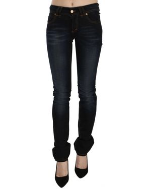 John Galliano Dark Blue Mid Waist Slim Fit Denim Casual Trousers Jeans - Black