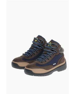 Dior Leather Hiking Booties With Canvas Inserts - Blue