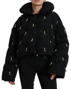 Dolce & Gabbana Elegant Quilted Jacket With Pearl Embellishment - Black