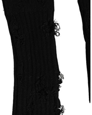 Dolce & Gabbana Black Cotton Distressed Mid Calf Accessory Socks
