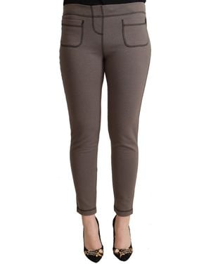 John Galliano Cotton Mid Waist Stretch Leggings Cropped Trousers - Black