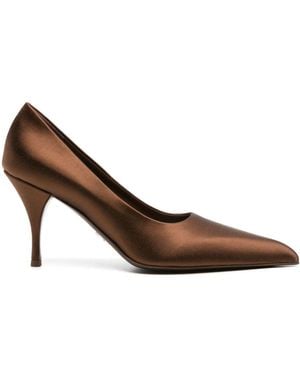 Prada Pointed-Toe Satin Court Shoes - Brown