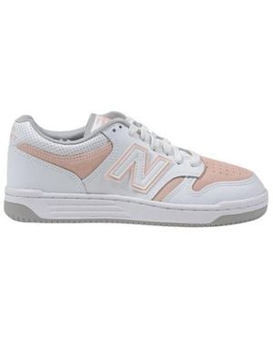 New Balance Pink Leather Trainers - White