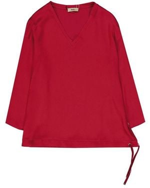 Herno Long-Sleeve V-Neck Top - Red