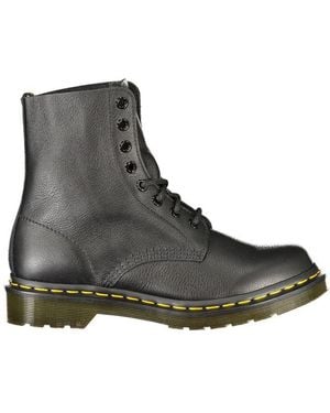 Dr. Martens Black Leather Unisex Boot - Grey