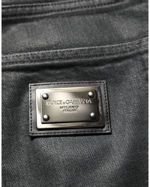 Dolce & Gabbana Dark Grey Cotton Loose Fit Men Denim Jeans