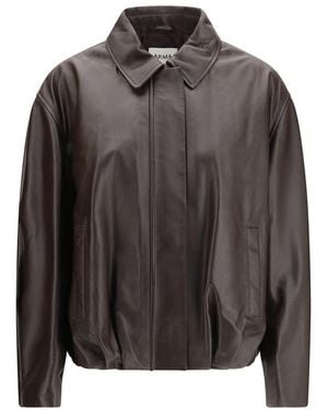 Arma Brown Leather Bomber - Black