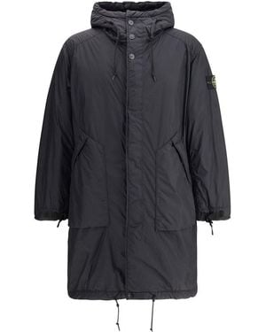 Stone Island Long Down Jacket - Blue