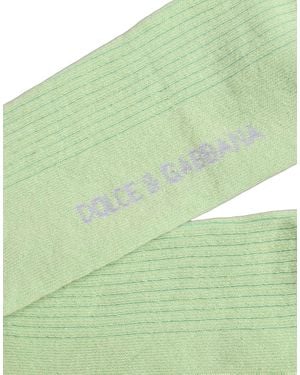 Dolce & Gabbana Men Light Green Logo Over Calf Accessory Socks