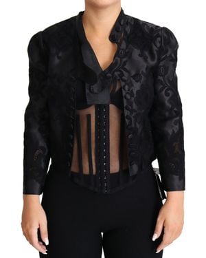 Dolce & Gabbana Dolce Gabbana Lace Sheer Corset Organza Silk Jacket - Black