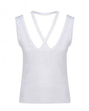 MM6 by Maison Martin Margiela Ribbed Cotton Top - White