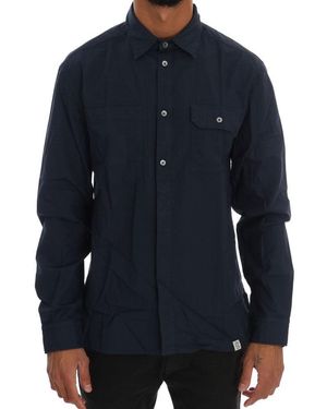 John Galliano Blue Casual Cotton Long Sleeve Shirt
