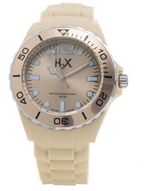 Haurex Italy Cream Rubber Watch - Metallic