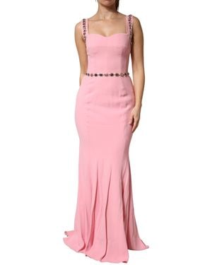 Dolce & Gabbana Pink Embellished Sheath Mermaid Gown Dress