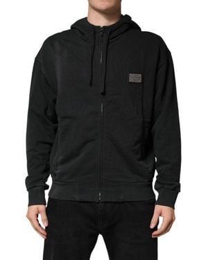 Dolce & Gabbana Black Full Zip Hooded Men Sweatshirt Jumper