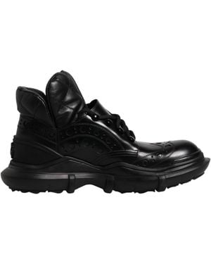 Dolce & Gabbana Leather Laceup Boots - Black