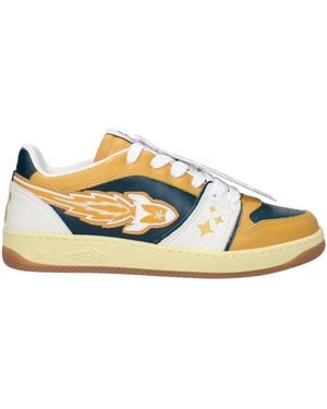 ENTERPRISE JAPAN Green Leather Trainers - Yellow
