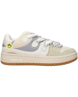 Barrow Beige Leather Low Top Sneakers - White