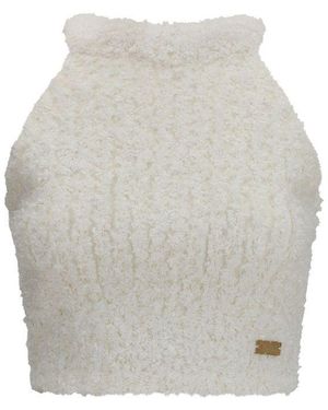 Balmain White Viscose Sleeveles T - Grey