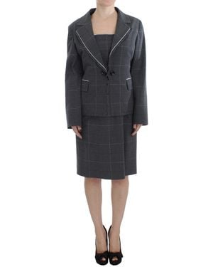 Bencivenga Grey Stretch Sheath Dress Suit Set - Black