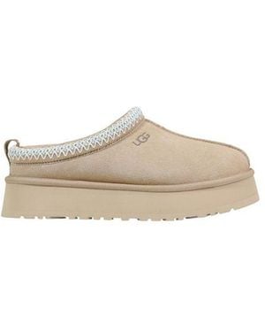 UGG Beige Suede Leather Slippers - Natural