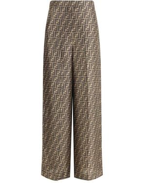 Fendi Brown Silk Casual Trousers