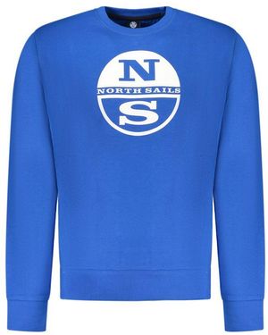 North Sails Blue Cotton Men Sweatshirt