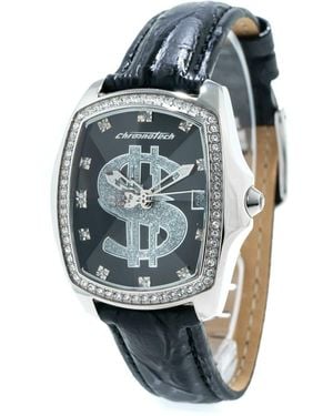 Chronotech Black Leather Dress Watch main image 1