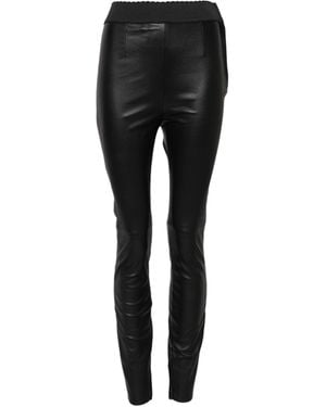 Dolce & Gabbana Black Leather Elastic Waist Trousers