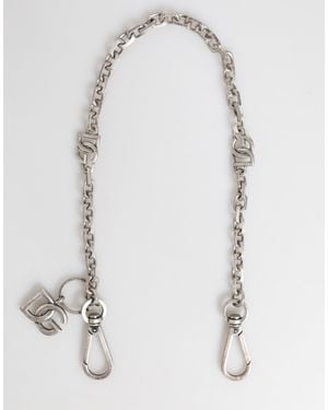 Dolce & Gabbana Tone Brass Dg Logo Detailing Chain Necklace - White