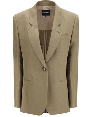 Giorgio Armani Brown Linen Coat - Green