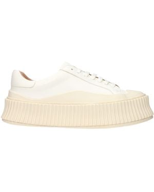 Jil Sander White Leather Platform Trainers - Natural