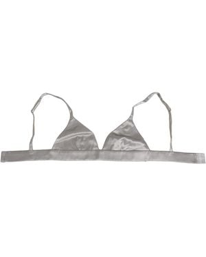 Dolce & Gabbana Grey Silk Satin Triangle Soft Cup Bra Underwear - Metallic