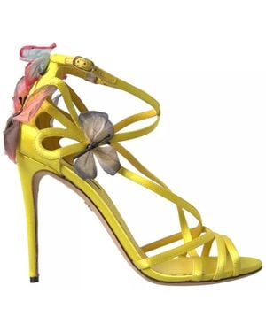 Dolce & Gabbana Yellow Butterfly Applique Sandals Shoes