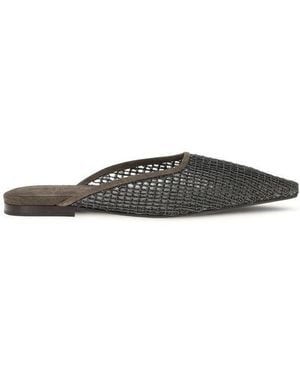 Brunello Cucinelli Brown Calf Leather Bos Taurus Ballet Flats - Black
