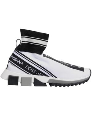 Dolce & Gabbana Sock Trainer Logo Detail - White