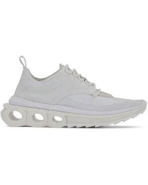 Ferragamo Gancini Sole Sneakers With Knitted Upper - Gray